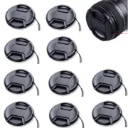 37-82mm Lens Cap 10pcs Center Pinch Snap on Front Cover String for Canon Nikon