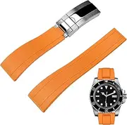 [Juntan] 20 mm Rubber Watch Strap for Men Women Smartwatch Watch Straps Fluororubber Silicone Rubber Strap with Classic Rolex Style Folding Clasp, 22mm, Rubber, No Gemstone