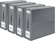 4 Pack Sheet Organiser Storage Boxes with Label & Window Foldable Wardrobe Clothes Blankets Cube Organizer 38x32x12CM/EA Bedding Storage Box for Queen/King Size Bed Sheets Duvet Cover Pillow Cases