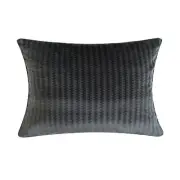 Dark Gray Velour Lumbar With Feather Down Insert Pillow