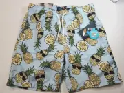 Brand New Trunks Surf & Swim Boys Swimsuit Trunks Large Light Blue w/ Pineapples