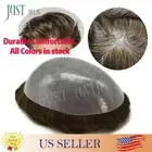 Mens Hair Replacement System All Poly Skin Men Toupee Hairpieces Human Hair Wigs