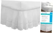 Ideas Ruffled Eyelet Bed Skirt Dust Ruffle with Gathered Styling King White