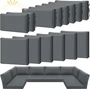 14 Pieces Outdoor Cushion Slipcovers Outdoor Patio Cushion Covers Replacement Sectional Seat Slipcovers for Indoor Sofa Patio Furniture, Covers Only(Dark Gray)