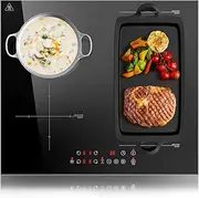 KICHPOWER Induction Hob 4 Zone with 1 Flexible Zone, Built-in Induction Hob 60 cm with Boost Function, Touch Control, 6000W, 9 Power Levels, 1-99 Min timer, Child Lock
