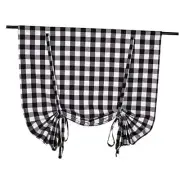LFH Home Cotton Plaid Roll Up Window Curtain - Buffalo Check Rod Pocket Tier