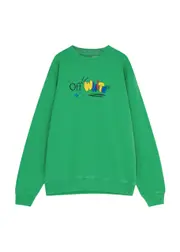 Off-white Kids Funny Logo-print Cotton Sweatshirt (12-14 Years) - Green - 14YR (14 Years) 14YR (14 years)