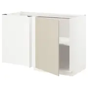 METOD corner base cabinet with shelf, white/Havstorp beige, 128x68x80 cm