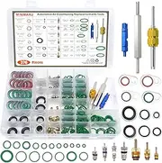 Car A/C Repair Kit, 64PCS Compressor Gasket Seals + 270PCS Green Rubber O-Ring Kit + 39PCS Car Air Conditioner Valve Core Kit, A/C R12 R134a Refrigeration Tire Valve Stem Cores with 3PCS Removal Tools