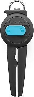 Dreamfarm Dopener 3-in-1 Ergonomic Can Opener Smoothes Can Edges for Safe Removal with Jar Lid Seal-Breaker & Can Ring Puller - Black