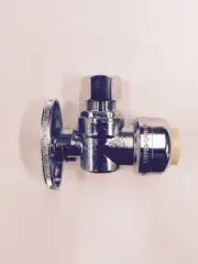 SHARKBITE STYLE PUSHFIT CHROME ANGLE SUPPLY VALVE STOP 1/2 X 3/8 COPPER/CPVC/PEX