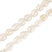 [Cheriswelry] 2 Strands Natural Freshwater Pearl Beads for Ocean Jewelry Making Baroque Pearl Loose Spacer Beads for DIY Bohemia Necklace Earrings Bracelet Supplies Hole 0.6mm(About 27-29Pcs/Strand)