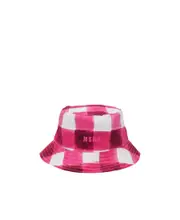 gingham-check bucket hat M Pink