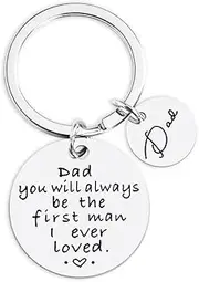 [YALLNASL] Dad Daddy Fathers Keychain Gifts for Dads Daddy Christmas Birthday Gifts from Daughter Son Dad You Will Always be The First Man I ever Loved Key Chain for Dads Father