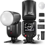 NEEWER Z2-C 2.4G TTL Round Head Flash Speedlite for Canon, 76Ws Speedlight with Dome Diffuser, Upgraded UI, TTL/M TCM Toggle Key, 2 Modeling Lamps 1/8000s HSS 7.4V/2600mAh Battery 480 Full Power Flash