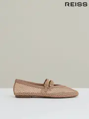 Reiss Neutral Elspeth Mesh Double-Strap Ballet Flats (F72826) | $325