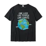 男士大號 T 恤復古 ONE LOVE ONE PEOPLE PLANET CLIMATE CHANGE EARTH D