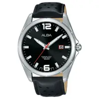 在飛比找momo購物網優惠-【ALBA】送禮首選 石英男錶 皮革錶帶 黑 防水100米 