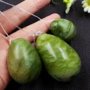 3 pcs/set Dark Green Drilled Natural Yoni Crystal Gem Kegel Exercise Egg Stone