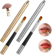 Nogeqi 2 Pcs Lip Brush for Lipstick, Lipstick Brush with Cap, Lip Mask Applicator, Makeup Brushes for Women's Lips(Gold Silver)