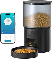 Automatic Cat Feeder, WiFi: Cat Feeder with Customised Schedule, Automatic Dog/Cat Feeder, App Control, Cat Feeder, 4 L, Black