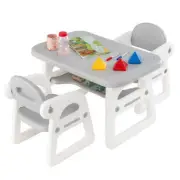Kids Table and Chair Set with Building Blocks-Gray - Color: Gray