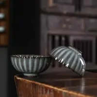 在飛比找ETMall東森購物網優惠-陶瓷龍泉鐵胎冰裂紋哥窯花口杯