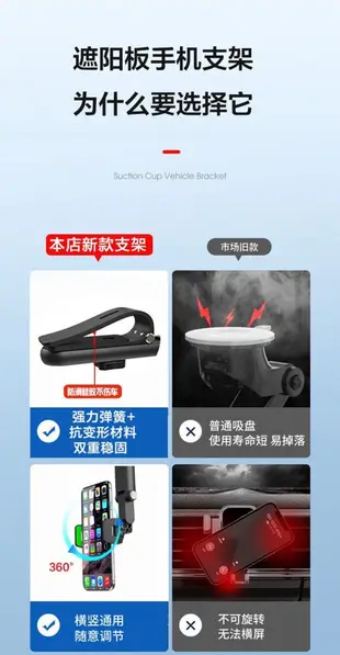 2023新款遮陽板手機支架 導航架 滑軌夾式車架 儀表板 支架 手機支架 HUD導航支架 (1.9折)