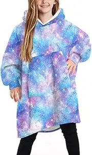 [Onlyway] Kids Oversized Blanket Hoodie, Fluffy Sherpa Fuzzy FLeece Comfy Giant Hooded Sweatshirt for Children Teens
