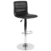 Flash Furniture Cushioned Bar Stool 16" Vinyl Adjustable Height Modern Black
