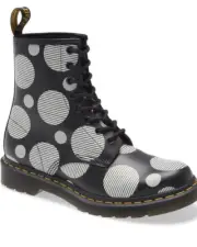 Dr. Martens 1460 Black White Smooth Polka Dot Boots Docs Women’s 6 NIB~~NEW!