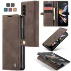 For Samsung Galaxy Z Fold 6 5 4 Luxury Flip Retro Leather Magnetic Wallet Case