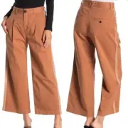 Veronica Beard Ryder Pants Orange Clay Wide Leg Side Stripe Tux 29x26 NWT