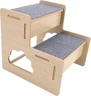 TOBBOMEY Dog Stairs 2 Step Wooden Pet Ladder Easy Assembly Storage Pet Supplies Dog Bed Steps
