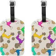 [MASSIKOA] Poodle Dogs Puppy Cruise Luggage Tags Suitcase Labels Bag,2 Pack