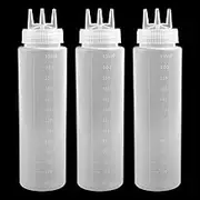 Homiliky 3 Pcs Squeeze Bottle 24 oz Squeeze Sauce Bottle With 3 Nozzle Plastic Squeeze Dispensers with Measurements BPA Free Perfect for Ketchup BBQ Dressing Mayonnaise Mustard Olive Oil