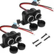 2 PCS Cigarette Lighter Socket with Blade Fuse Waterproof Plug for Car Marine