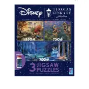 Thomas Kinkade 3 Disney Jigsaw Puzzles With Glue Bottle Ceaco New