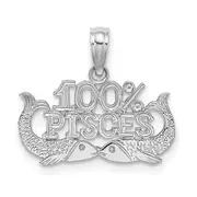 14K White Gold Wg 100% Pisces Zodiac Charm