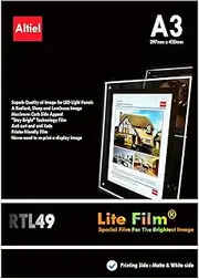 RTL49 - A3 x 10 Sheets of Back Lite Film for Any Inkjet & Laser Printers or Laser Copiers. Back lit Paper Sheet for LED Pocket Displays or LED Lightboxes. Backlit Film for LED Window Displays.