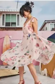 COOP By Trelise Cooper Dress Small Pink Pleating Moments Floral Butterfly Kiss