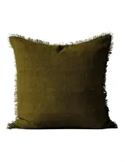 [Aura Home] Vintage Linen Fringe Cushion Khaki