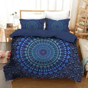 Mandala Blue Quilt Doona Duvet Cover Pillow Case Set