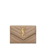 Saint Laurent Cassandre Matelassé Small Envelope Wallet One size Brown