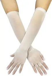 [KKmeter] Women's Seamless Nylon Mesh Ultra-thin Sheer Opera Length Glove Mittens