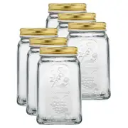 6x Pasabahce Homemade 1000ml Glass Preserve Jar Food Storage Container w/Lid CLR