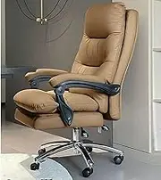 Adjustable Recliner Gaming Desk, 135° Swivel Height Adjustment, Telescoping Footrest, Ideal for Home Study or Work, Beige