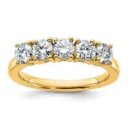 14k Yellow Gold 1ct Moissanite 5 Stone Band Ring Size 7