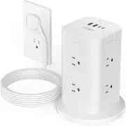 Surge Protector Power Strip Tower with 4 USB (2 USB C), 8 AC Outlets Tower with