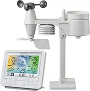 [BRESSER] Wireless Weather Station with Outdoor Sensor WLAN Weather Centre 5-in-1 with 5.7 Inch Colour Display and Outdoor Sensor for Temperature, Humidity, Wind, Air Pressure, Rain Gauge, White